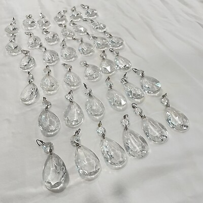 #ad VTG Antique Cut Crystal Chandelier Octagon Prisms amp; Teardrop Medallions Lot 36 $100.95