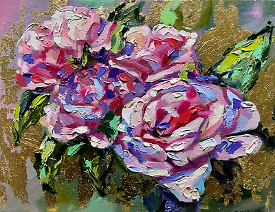 #ad Oil painting ORIGINAL art Rose Flower floral impasto roses artwork 11x14quot; $251.00