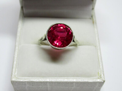 #ad Vintage Soviet Russian Sterling Silver 875 Ring Ruby Women#x27;s Jewelry Size 8.5 $165.00