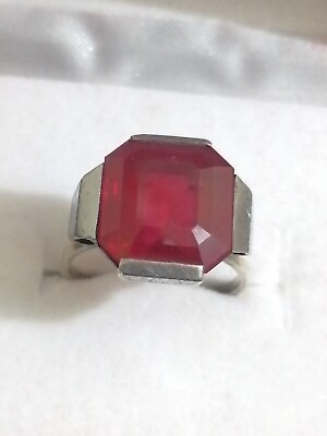 #ad Stunning Red Heated Ruby Unique Handmade Solid Silver Ring Size 8.25 8g $159.00