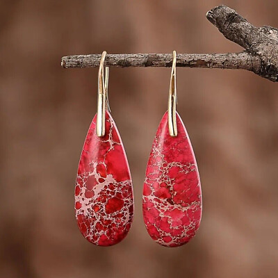 #ad Red Sea Sediment Women Earrings dangle Natural stone Healing Reiki Earrings Gift $10.55