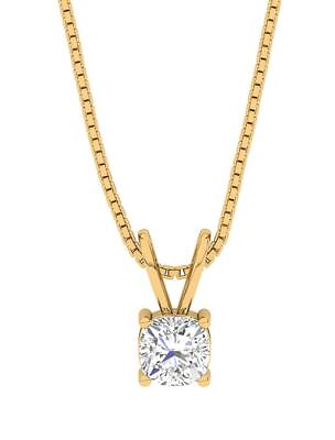 #ad Lab Grown Cushion Diamond Solitaire Pendant VS1 F 1 1.5 2 2.5 3Ct 14K Solid Gold $806.39