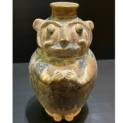 #ad Very rare ancient terracotta excellent pot with face $480.00