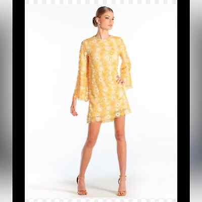 #ad MESTIZA NEW YORK Flora Sequin Mini Dress in Canary Yellow Size LARGE $229.00