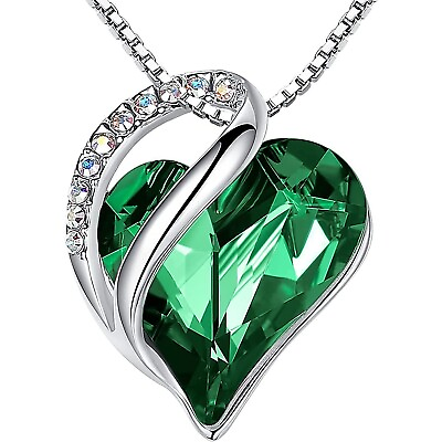 #ad Infinity Love Heart May Birthstone Pendant Necklace Green Crystal Stone $26.75