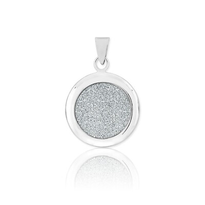 #ad Sterling Silver Round Sparkly Silver Pendant $57.00