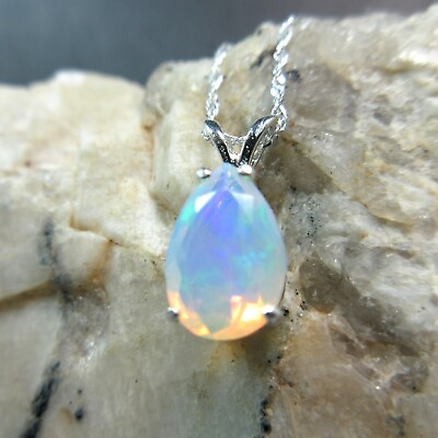 #ad OPAL Genuine Play of Color Ethiopian Welo 925 Sterling Silver Necklace 1.55 ct $99.98