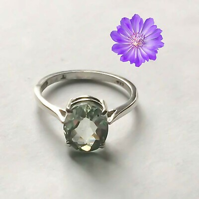 #ad Gift For Her Natural Green Amethyst Cluster Ring Size 925 Silver $9.19