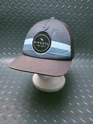 #ad Rip Curl Surfing Nice Round Logo Trucker Gray Blue Stripes Cap Hat Vintage Look $17.00