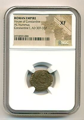 #ad Roman Empire Constantine I AD 307 337 AE Nummus rv soldiers standards XF NGC $77.90