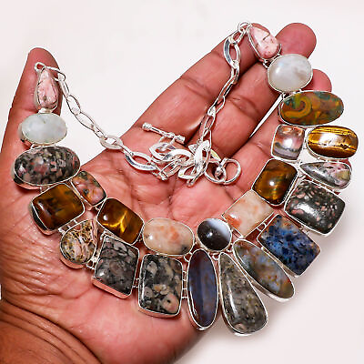 #ad Multi Gemstone Handmade Ethnic Gifted Silver Plated Jewelry Necklace 18quot; BN 5399 $21.11