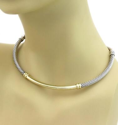 #ad David Yurman Sterling Yellow Gold 14k Cable Wire Choker Necklace LIQUIDATION $1319.89