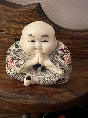 #ad Rare And Unique Buddha Figurine Hand Carved Hand painted Amazing Detail $40.00