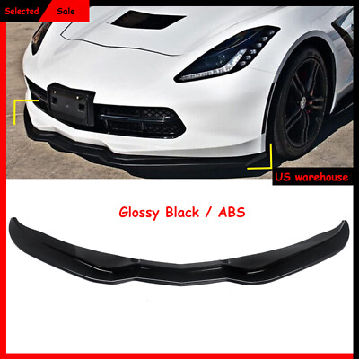 #ad Front Lip Splitter For 2014 2019 C7 Corvette Z06 STG Stage 3 Gloss Black 1PC $158.86