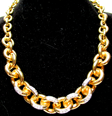 #ad GROSSE Golden Chain Link Sparkling Ice Crystal Vintage Necklace $199.99