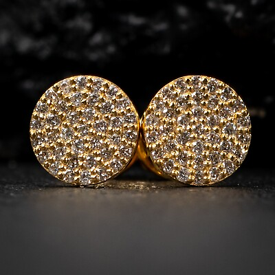 #ad Authentic Round 10K Yellow Gold 0.22Ct Natural Diamond Cluster Stud Earrings $350.99
