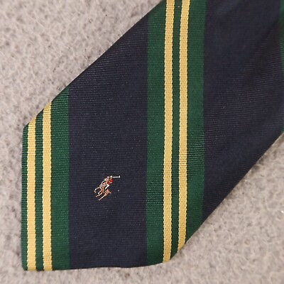 #ad Polo Ralph Lauren Tie Blue Green Yellow Pony Silk Hand Made in USA 3.75quot; $39.97