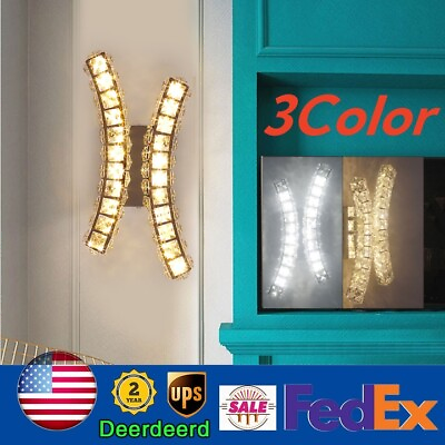 #ad Modern Crystal Wall Lamp 3 Color Dimmable Bracket Light Chandelier Aisle Light $45.61