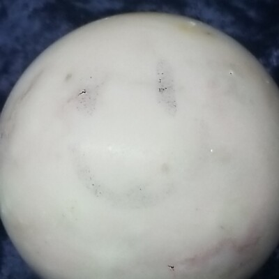 #ad 278 G. Natural Stone Crystal Egg Carved Polished 2¾quot; 10 oz Pink amp; Tan Smile Face $19.90