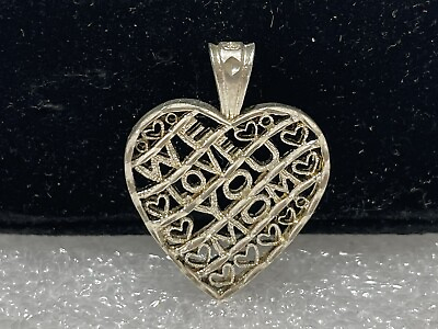 #ad Signed SA 925 Sterling Silver quot;We Love You Momquot; Heart Shaped Pendant 2.4 gr $19.90