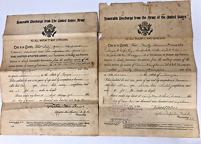 #ad Antique Army Discharge Papers Fritz Morris from Mt Vernon Georgia 1918 1922 $55.00