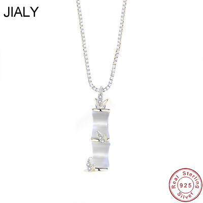 #ad JIALY European CZ Bamboo S925 Sterling Silver Necklace Clavicle Chain For Women $25.07