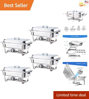 #ad 4 Pack 8QT Chafing Dish High Grade Stainless Steel Chafer Complete Set 8 QT... $202.99