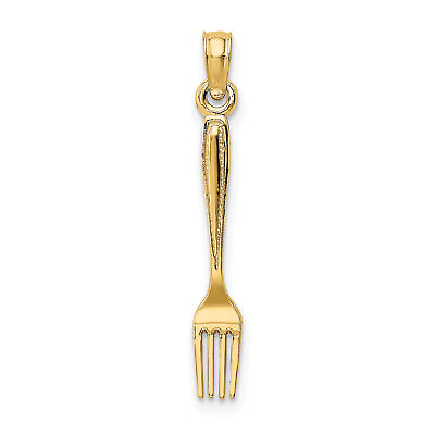 #ad Lex amp; Lu 14k Yellow Gold 3D and Polished Table Fork Charm $93.99