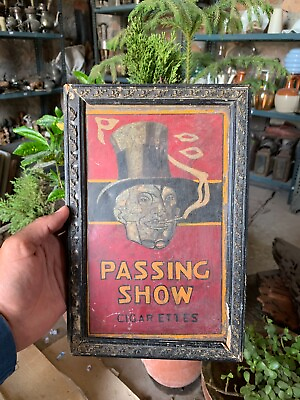 #ad Vintage Rare Passing Show Cigarette London Made Adv. Litho Tin Sign Board Framed $160.30