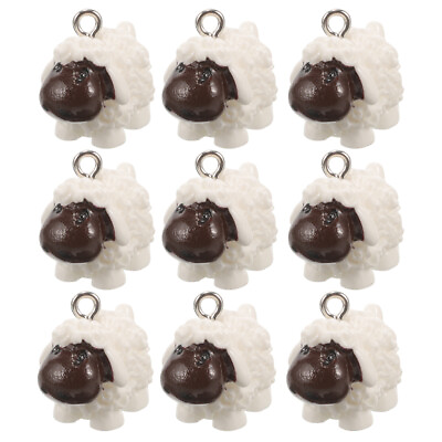 #ad 10 Pcs White Metal Sheep Necklace Pendant Bracelet Charms Drop Dangle $8.78