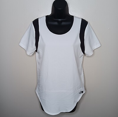 #ad The North Face Women#x27;s Small Shirt Athletic Top Flash Dry White Black Open Back $12.41