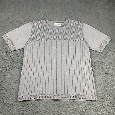 #ad Alfred Dunner Shirt Womens Medium Gray Silver Knit Outdoor Casual Ladies $8.95