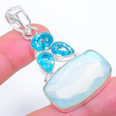 #ad Mystic Rainbow Topaz Blue Topaz 925 Sterling Silver Jewelry Pendant 2.1quot; $18.00