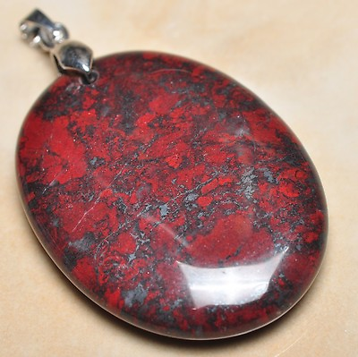 #ad Extremely Red Natural Bloodstone 925 Sterling Silver Clasp 2quot; Pendant #P09515 $12.74