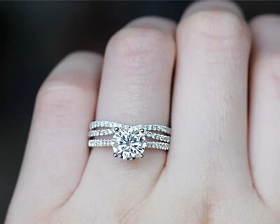 #ad 2.50Ct Round Cut Simulated Diamond Pretty Wedding Ring Set 14K White Gold Plated $171.00