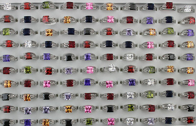 #ad 35pcs Wedding Jewelry Wholesale Lots Mixed Charm Cubic Zirconia Ring New Fashion $25.66