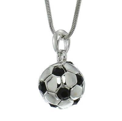 #ad Soccer Football Ball Pendant Made With Swarovski Crystal Chain Sport Necklace $29.00