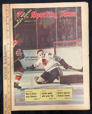 #ad 1970 Feb 21 Sporting News Magazine Newspaper Tony Esposito NICE NEWSTAND M3 CF $11.99