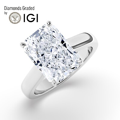 #ad Radiant Solitaire 18K White Gold Engagement Ring 5 ct Lab grown IGI Certified $4298.00