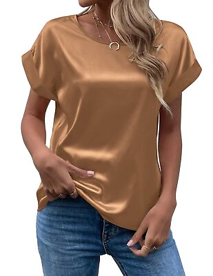 #ad Women Casual Short Sleeve T Shirt Tunic Tops Ladies Loose Solid Crew Neck Blouse $18.09