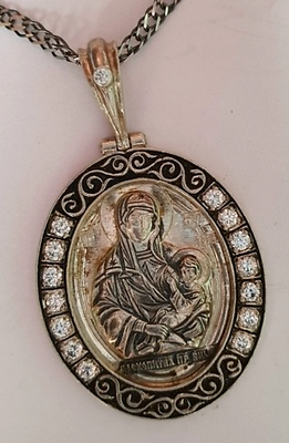 #ad Orthodox pendant icon with a chain 60 cm. Silver 925. $35.00