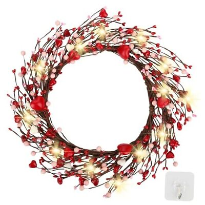 #ad 17.8quot; Valentine#x27;s Day Wreath for 17.8quot; Valentine#x27;s Day Lighted Berries Wreath $41.80