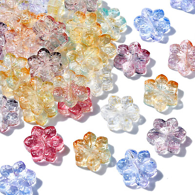#ad 100x Lampwork Glass Crystal Snowflake Loose Spacer Beads for DIY Jewelry Making $10.49
