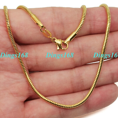 #ad 18K Yellow Gold Filled Classic Snake Chain Necklace 16 18 20 22 24 26 28 38 inch $20.99