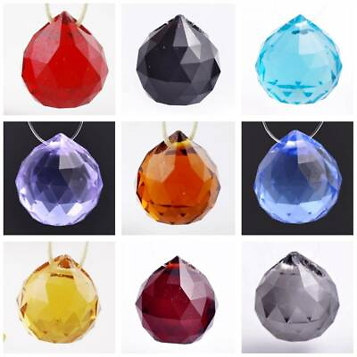 #ad 22x20mm Crystal Glass Ball Faceted Teardrop Chandeliers Prism Loose Bead Pendant $1.98