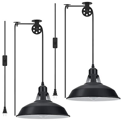 #ad Plug in Pendant Light Hanging Lamp with Black Barn Pendant Lighting with 14.... $54.10