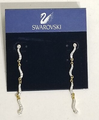 #ad Swarovski Gold Clear Crystal Dangle Earrings With 14k Posts ☆ New $47.84