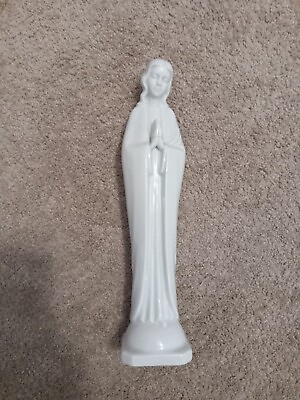 #ad Vintage White Ceramic 1425 Praying Mary Madonna 9 1 4quot; Figurine Statue $25.00