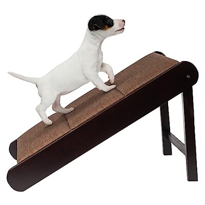#ad Dog Ramp – Foldable Wooden for Pets Under Mahogany and Chocolate Brown $52.28