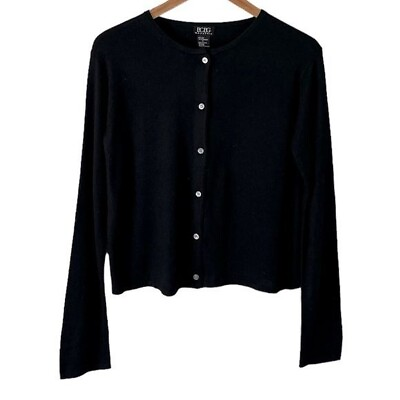 #ad BCBG Maxazria Black Silk Cashmere Cardigan Sweater Size Large $24.00